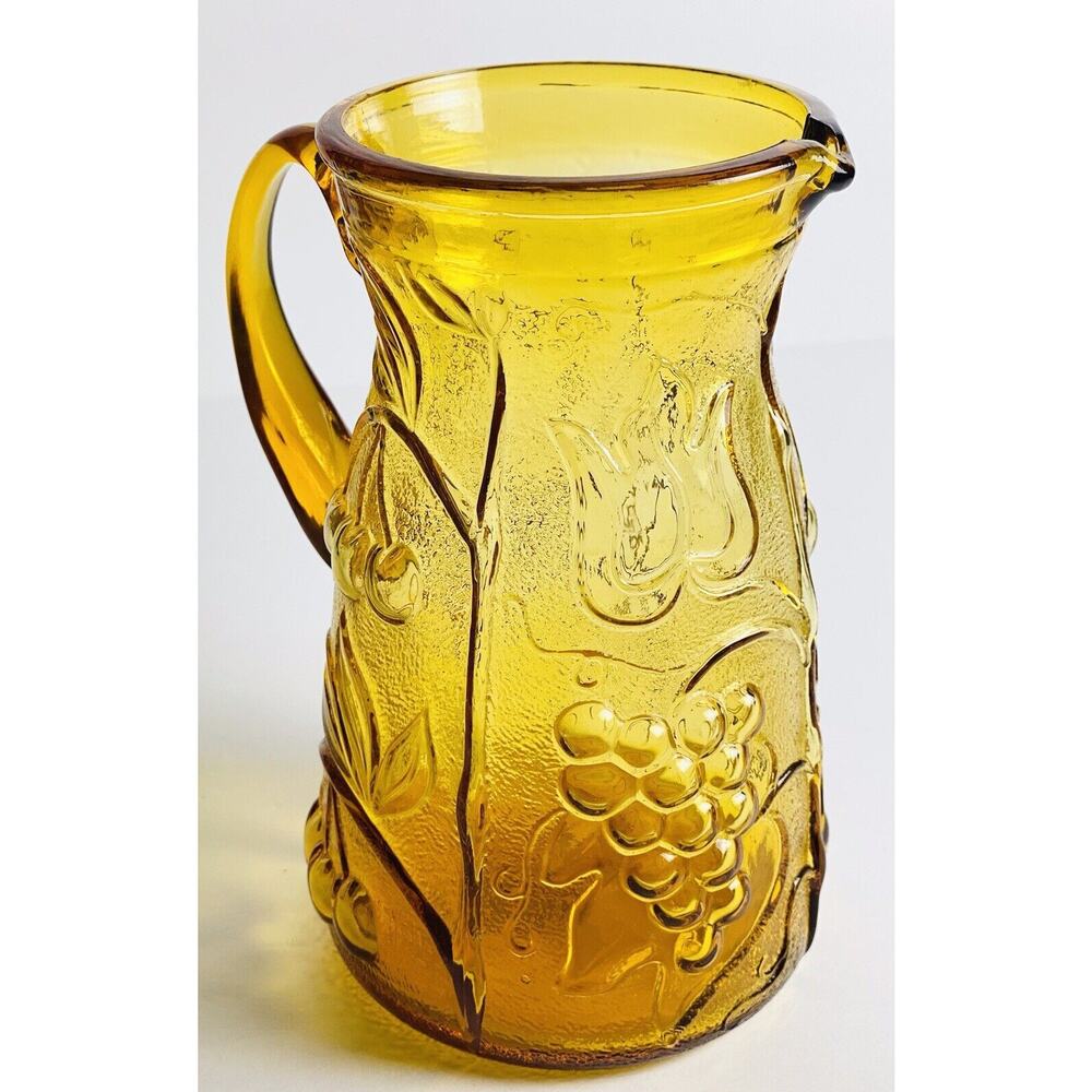 Vintage Rossini Genuine Empoli Amber Glass Pitcher/Pourer Made in Italy